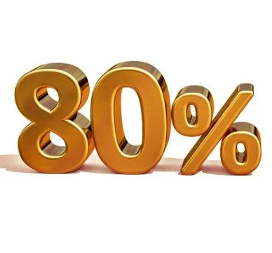 3d Gold 80 Eighty Percent Discount Sign Stock Illustration