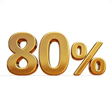 3d Gold 80 Eighty Percent Discount Sign Stock Illustration