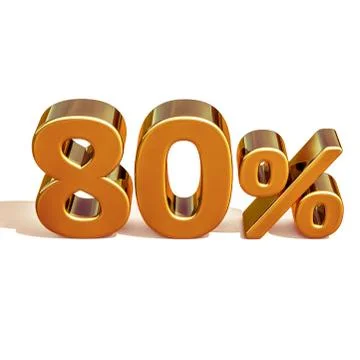 3d Gold 80 Eighty Percent Discount Sign Stock Illustration
