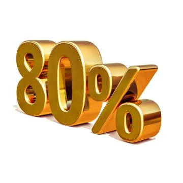 3d Gold 80 Eighty Percent Discount Sign Stock Illustration
