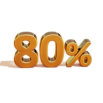 3d Gold 80 Eighty Percent Discount Sign Stock Illustration