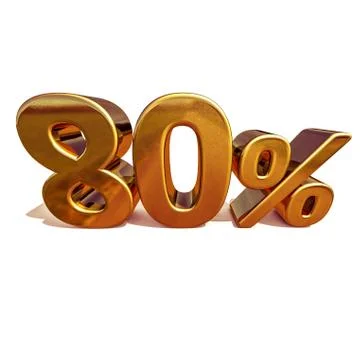 3d Gold 80 Eighty Percent Discount Sign Stock Illustration