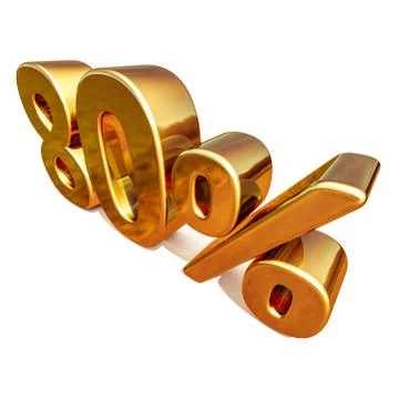 3d Gold 80 Eighty Percent Discount Sign Stock Illustration