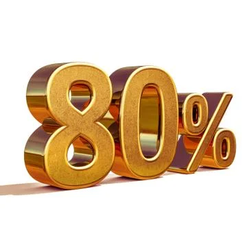 3d Gold 80 Eighty Percent Discount Sign Stock Illustration