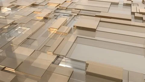 3D Gold Abstract Glass Stock Illustration