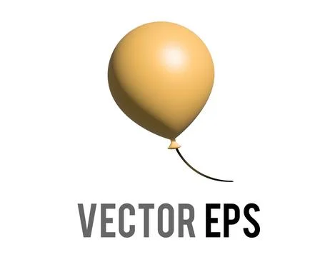 3D gold air balloon on string icon, Christmas party, congratulations, celeb.. Stock Illustration