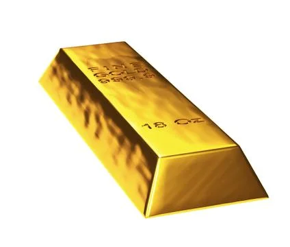 3d gold bar in white background Illustrazione stock