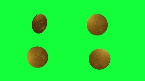 3D gold bitcoin rotating animation , green screen chroma key seamless loop Stock Footage 127468988