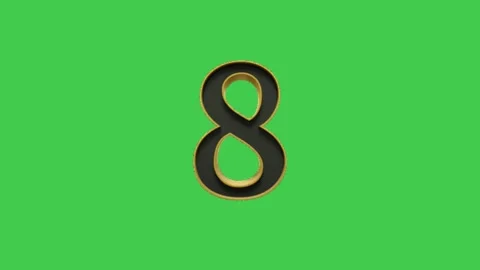 3D Gold Black Countdown Timer Green Screen Motion Видео 344764477