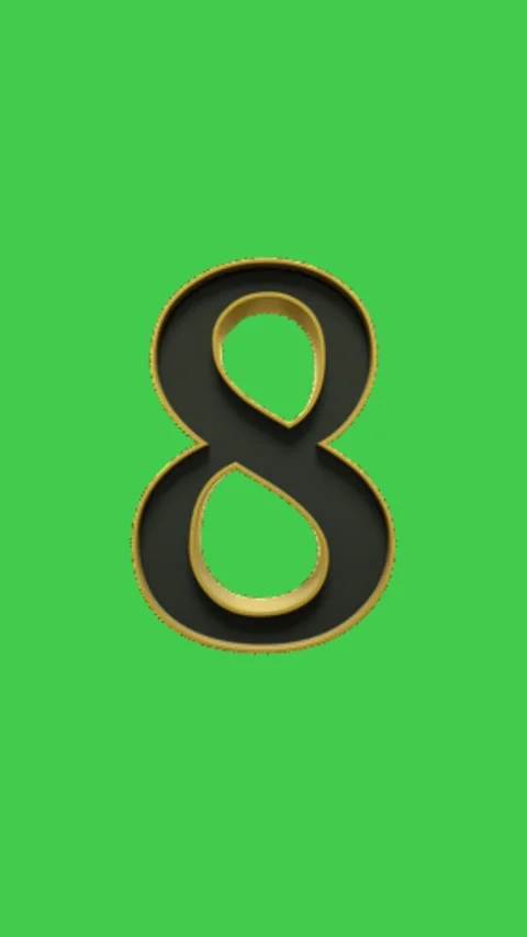 3D Gold Black Countdown Timer Green Screen Vertical Stock Footage 344764526