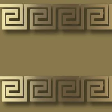 3d gold borders seamless pattern. Vector greek background. Surface repeat bac Stock Illustration