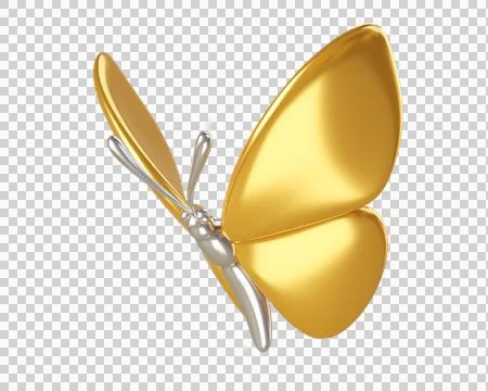 3d gold butterfly flying Stock Illustration