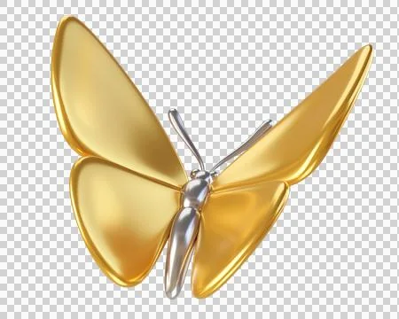 3d gold butterfly flying Stock Illustration