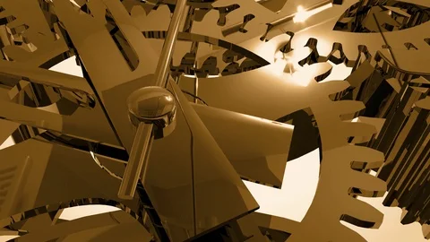 3d gold clockwork gear animation Vídeos de archivo 111749293