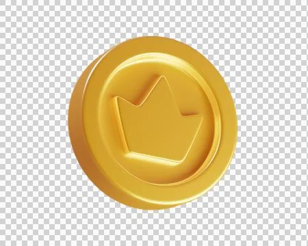 3d Gold Coin with a Crown Stock Illustration