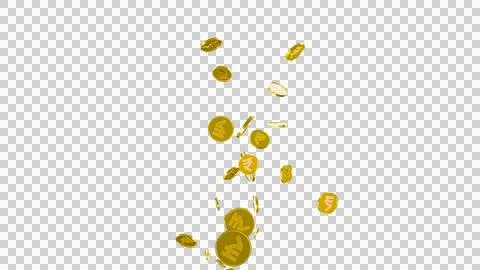 3D Gold Coin Currency Explosion PNG Transparent Background. Illustrazione stock