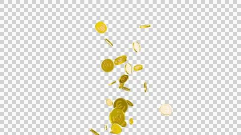 3D Gold Coin Currency Explosion PNG Transparent Background. Stock Illustration