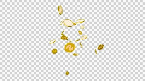 3D Gold Coin Currency Explosion PNG Transparent Background. Stock Illustration