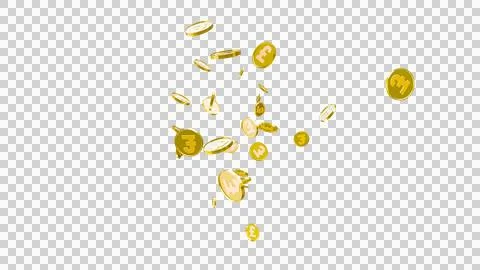 3D Gold Coin Currency Explosion PNG Transparent Background. Stock Illustration