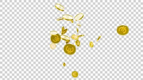 3D Gold Coin Currency Explosion PNG Transparent Background. Stock Illustration