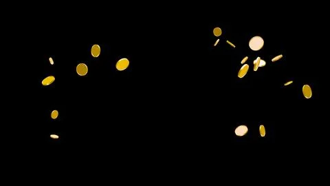 3D Gold Coin Currency Explosion PNG Transparent Background. Stock Illustration