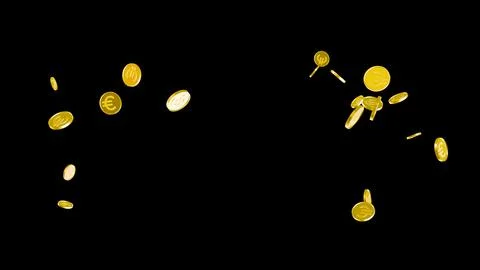 3D Gold Coin Currency Explosion PNG Transparent Background. Stock Illustration