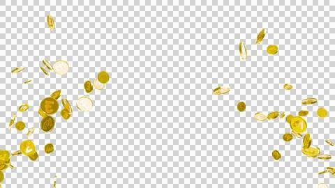 3D Gold Coin Currency Explosion PNG Transparent Background. Stock Illustration