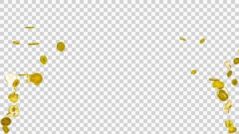 3D Gold Coin Currency Explosion PNG Transparent Background. Stock Illustration