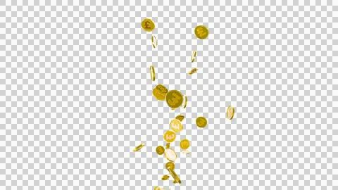3D Gold Coin Currency Explosion PNG Transparent Background. Stock Illustration