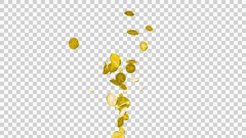 3D Gold Coin Currency Explosion PNG Transparent Background. Stock Illustration