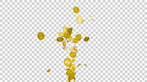 3D Gold Coin Currency Explosion PNG Transparent Background. Stock Illustration