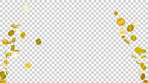 3D Gold Coin Currency Explosion PNG Transparent Background. Stock Illustration