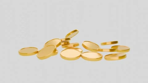 3D Gold coins falling down Stock Footage 280095129