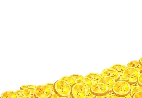 3D gold coins floating in dynamic animation. Shiny dollar currency symbols for イラスト素材