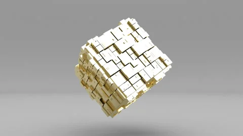 3d Gold cube rotate Modern business template able to loop seamless infinity Stock Footage 150348122