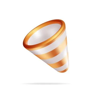 3D Gold Empty Party Popper Isolated on White Stock Illustration