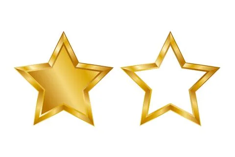 3d Gold five-point star icon Stock Illustration