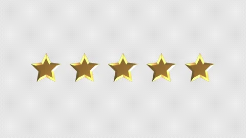 3D Gold Five Star Rating Review Ranking UI 4K Loop Alpha Vídeo Stock 336304136