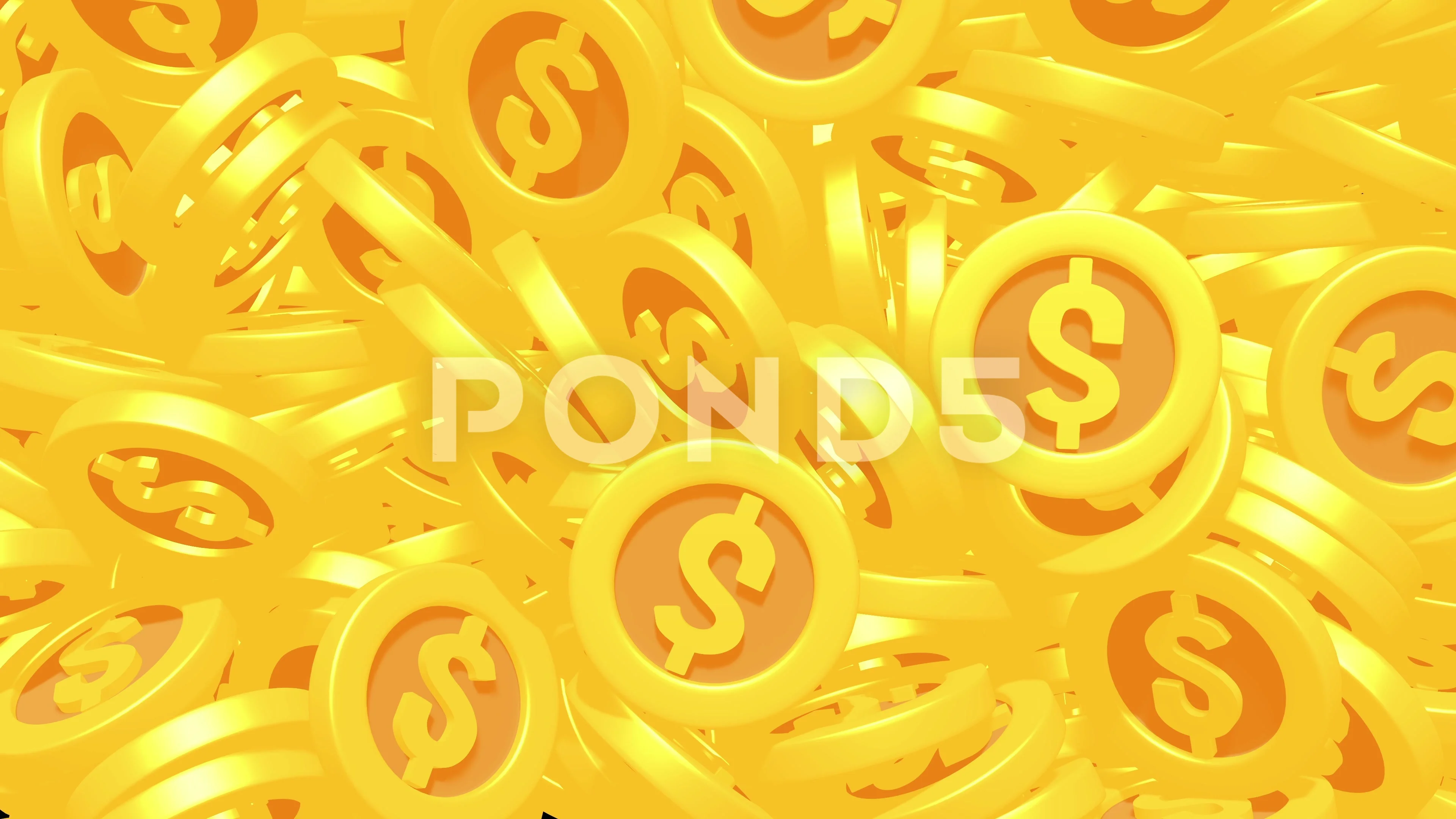 3d gold game coins with dollar sign falling on the floor