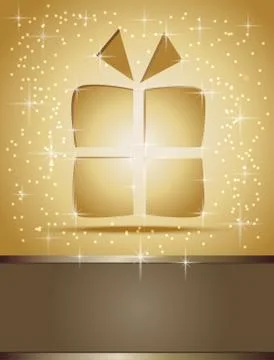 3d gold gift box Stock Illustration