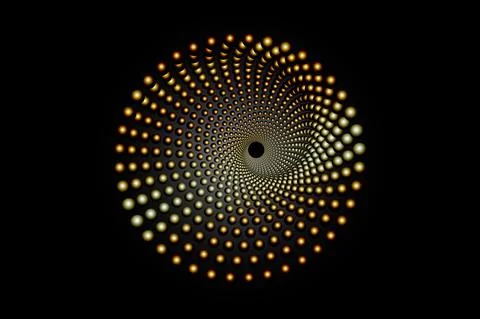 3D gold halftone dots circle, spiral pattern round logo template 스톡 일러스트