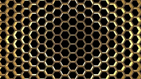 3D Gold hexagonal pattern lattice animation. ALPHA MATTE. Stock Footage 125120070