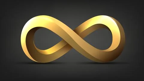 3D Gold Infinity Shape, Ready For Png, Vector Illustration Illustrazione stock