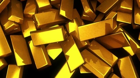 3d Gold Ingots Cascade Stock-Footage 69779866