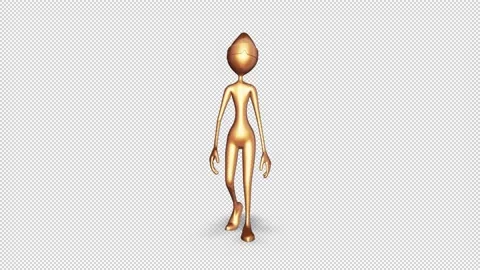 3d Gold Man Walking Loop on Alpha Channel Stock Footage 150572312