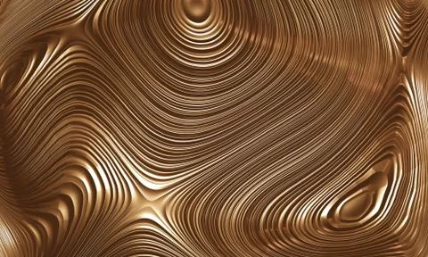 3D, gold, metallic texture or background with wavy pattern Stock Illustration