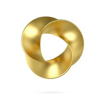 3d gold mobius strip ring sacred geometry. Front view of cover design Stock Photos