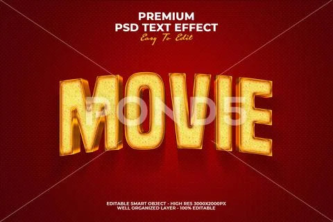 3D Gold Movie Text Effect PSD Template
