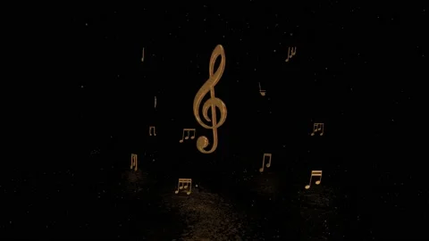 3d gold music notes animation footage,music concept wallpaper,golden particles  Stock Footage 150804501