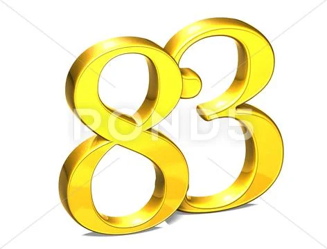3d gold number eighty-three on white background Stock Illustration